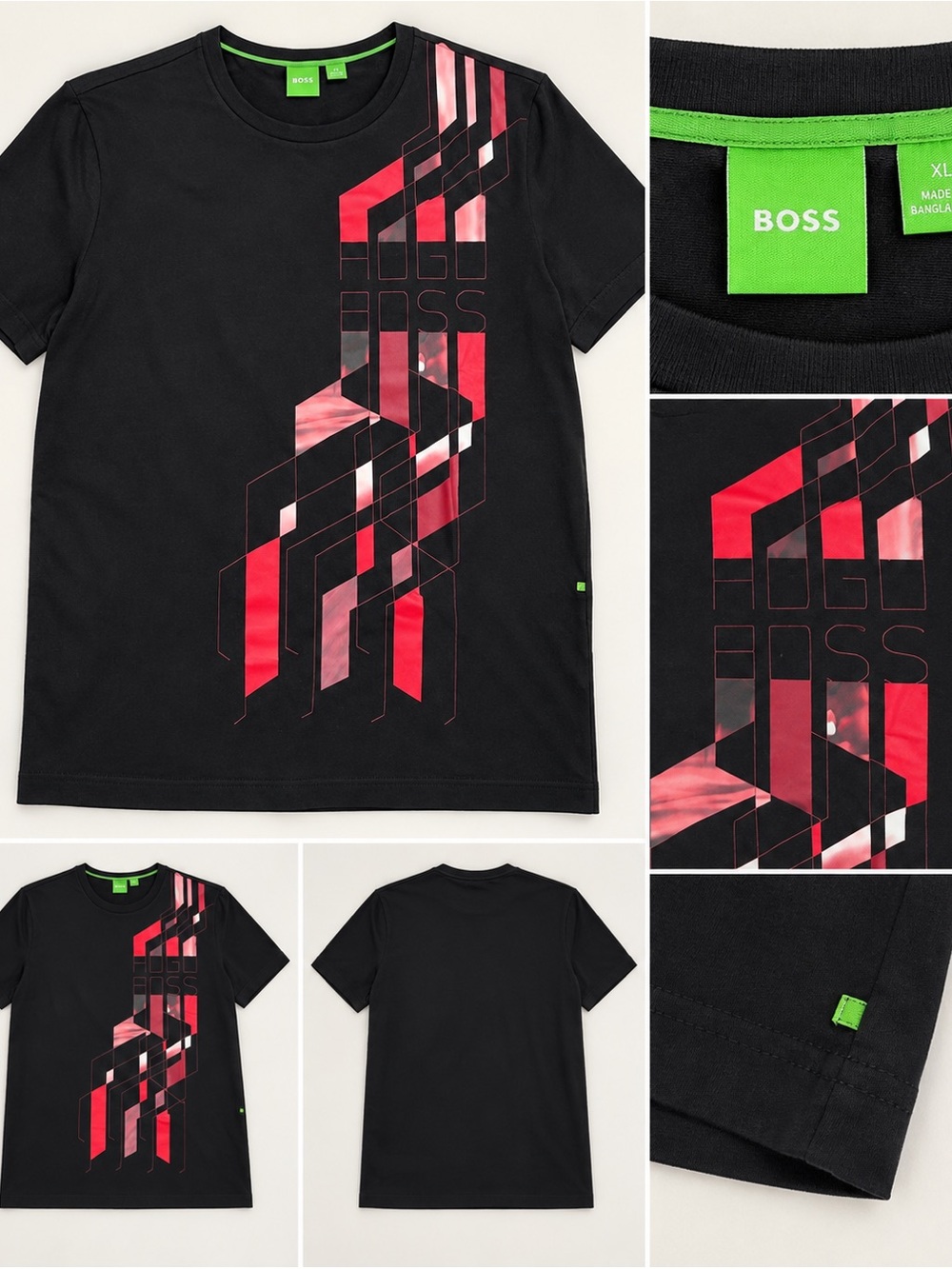 Hugo Boss Black Tee with Red Graphic Accents
